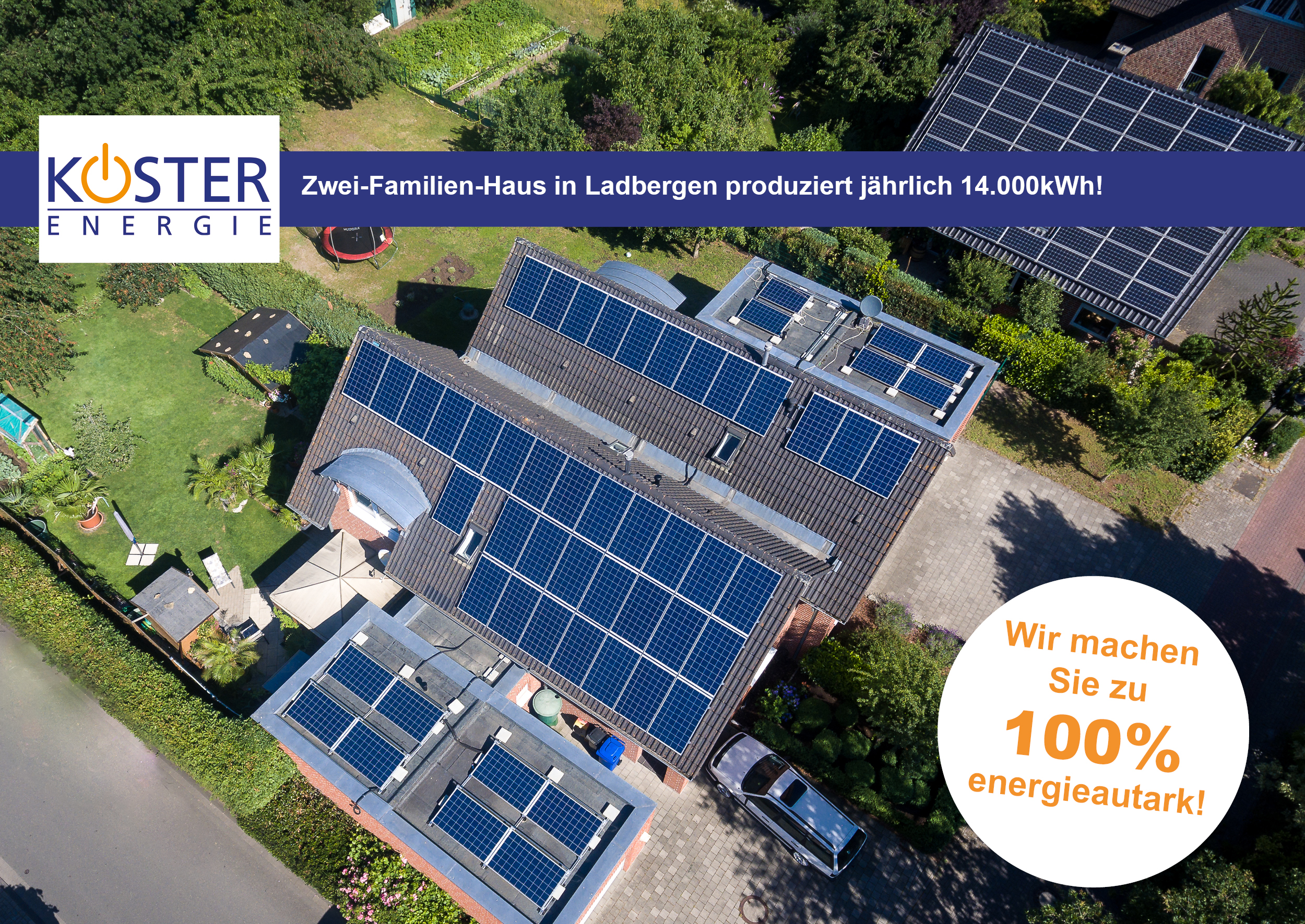 Zwei-Familienhaus produziert jährlich 14.000 kWh grünen Strom!