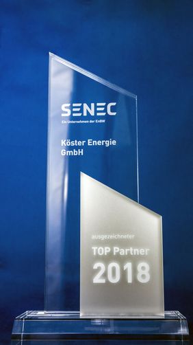 Köster Energie GmbH wurde mit dem Award "Ausgezeichneter TOP Partner 2018" ausgezeichnet.